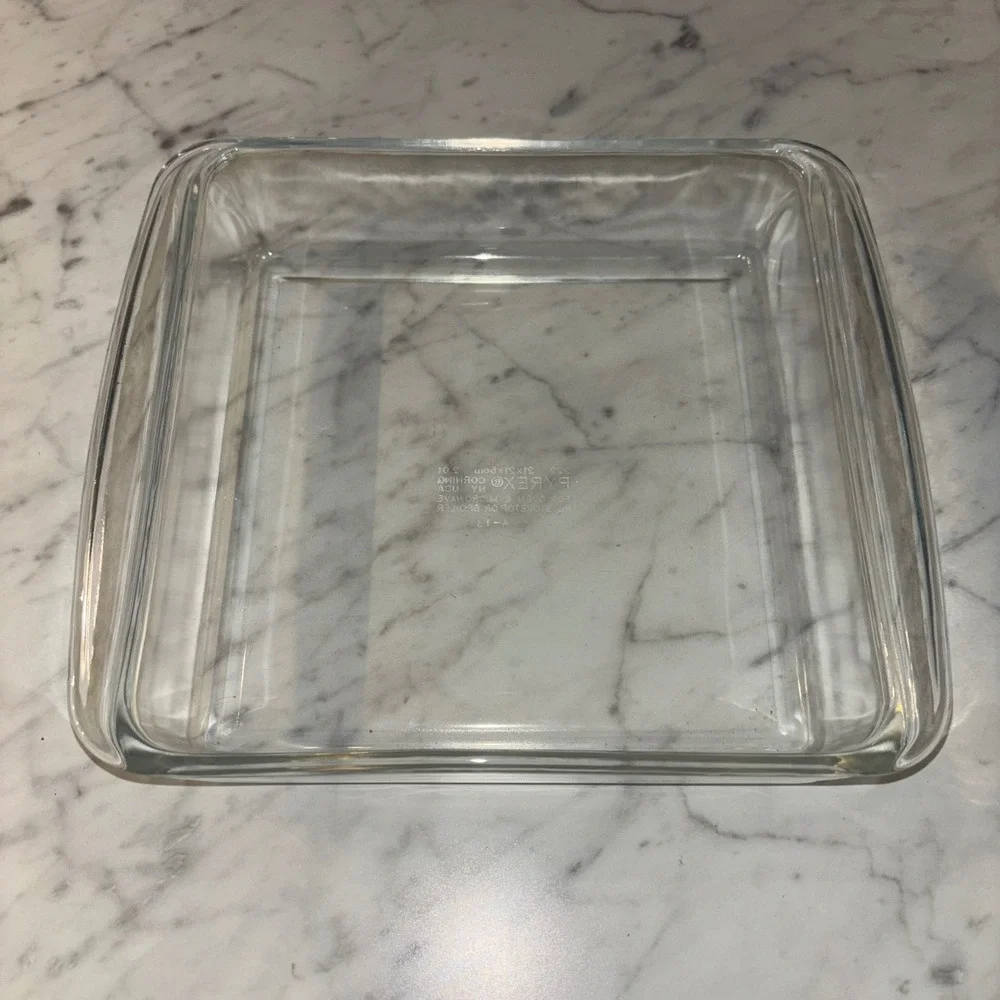 Pyrex 222 Clear Glass Square Baking Dish 2 Quart 8x8 Casserole Pan USA Made